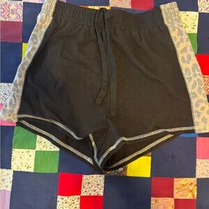 She + Sky Black Shorts with Leopard Accents